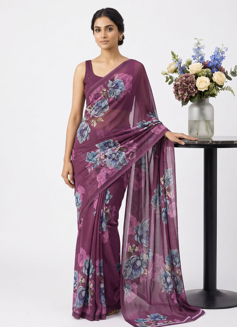 Latest Premium Digital Print Georgette Saree with Blouse