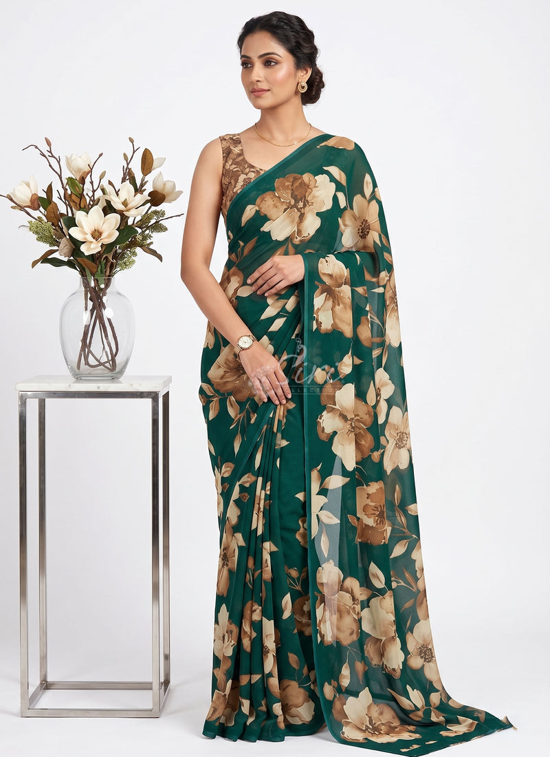 Latest Premium Digital Print Georgette Saree with Blouse
