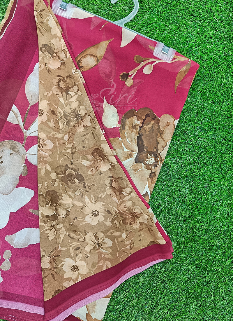 Latest Premium Digital Print Georgette Saree with Blouse