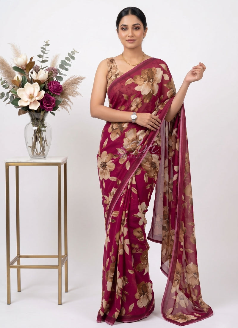 Latest Premium Digital Print Georgette Saree with Blouse