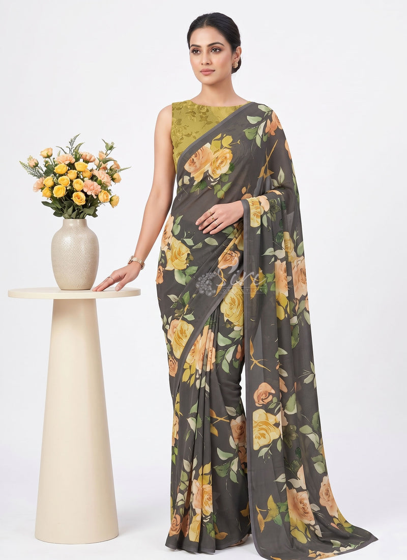 Latest Premium Digital Print Georgette Saree with Blouse