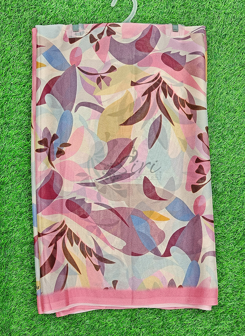 Latest Beautiful Digital Print Crepe Georgette Saree