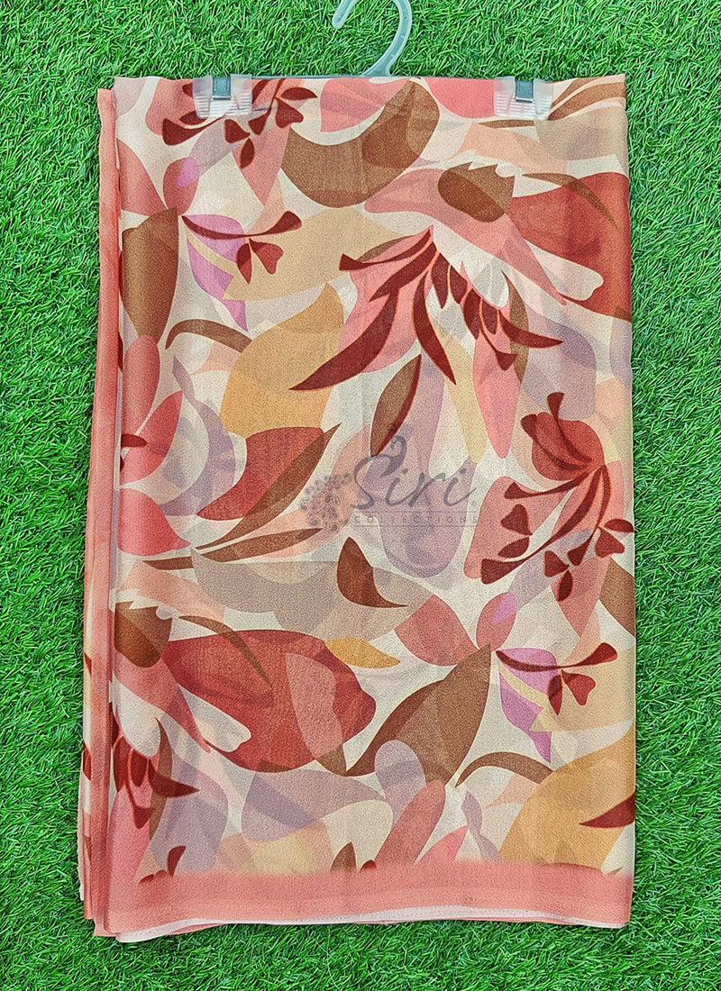 Latest Beautiful Digital Print Crepe Georgette Saree