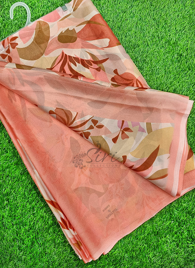 Latest Beautiful Digital Print Crepe Georgette Saree