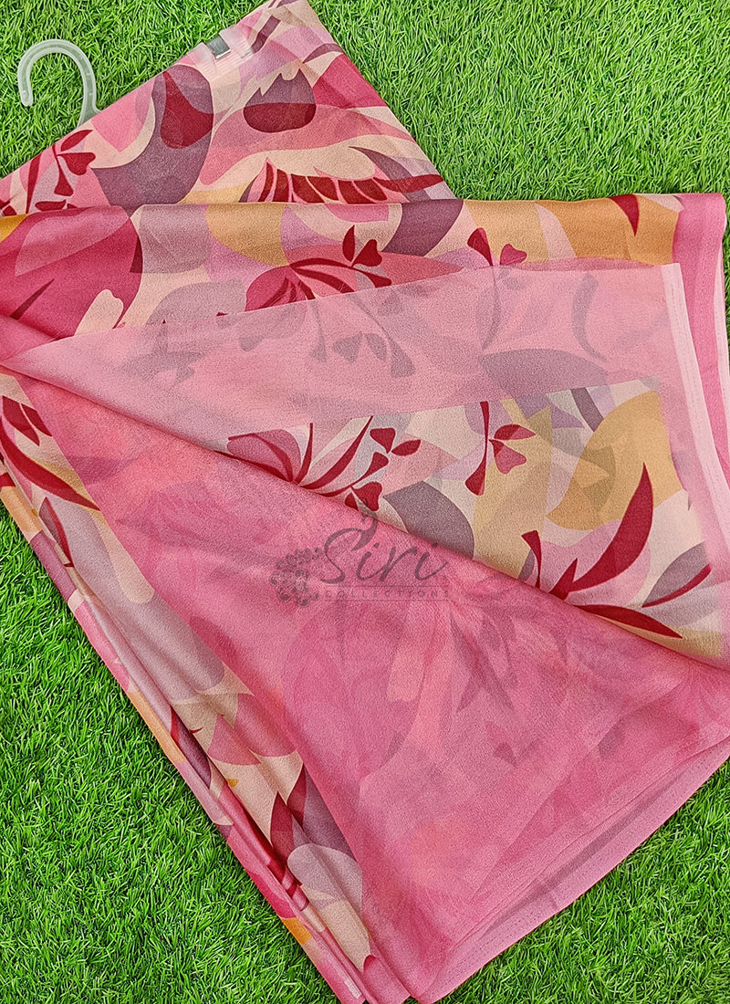 Latest Beautiful Digital Print Crepe Georgette Saree