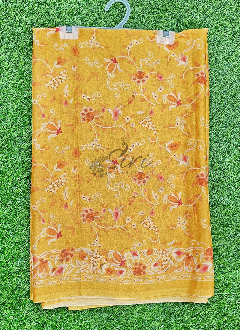 Latest Beautiful Digital Print Crepe Georgette Saree