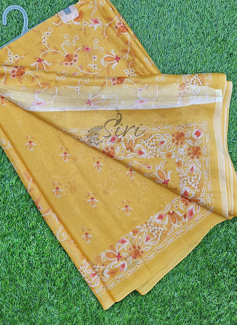 Latest Beautiful Digital Print Crepe Georgette Saree