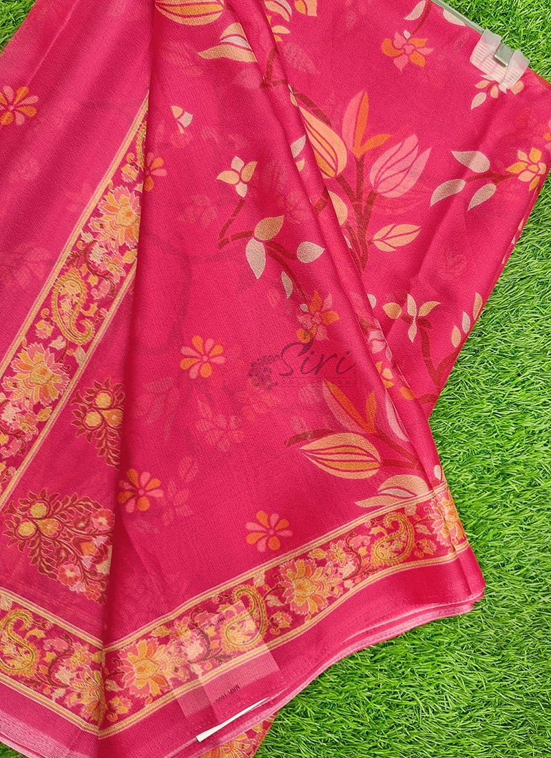 Latest Beautiful Digital Print Crepe Georgette Saree