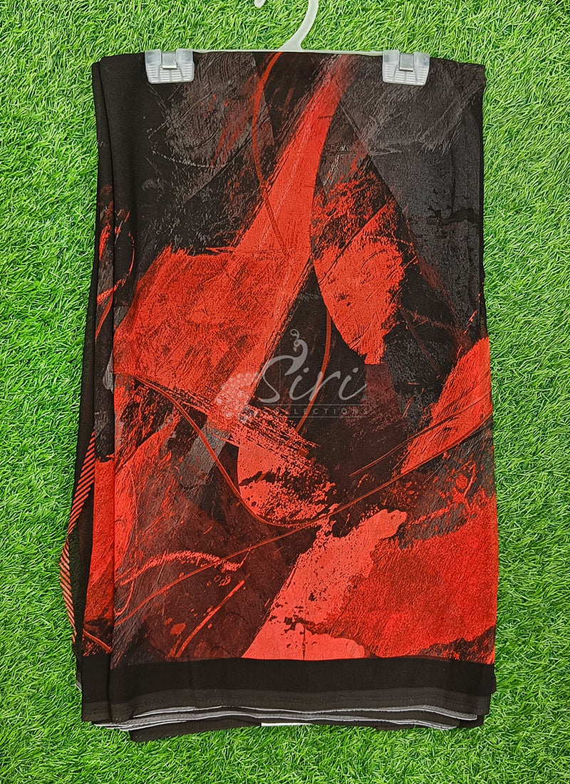 Trendy Beautiful Digital Print Georgette Saree