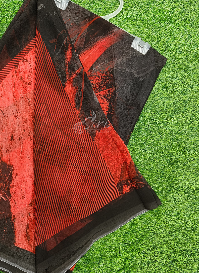 Trendy Beautiful Digital Print Georgette Saree