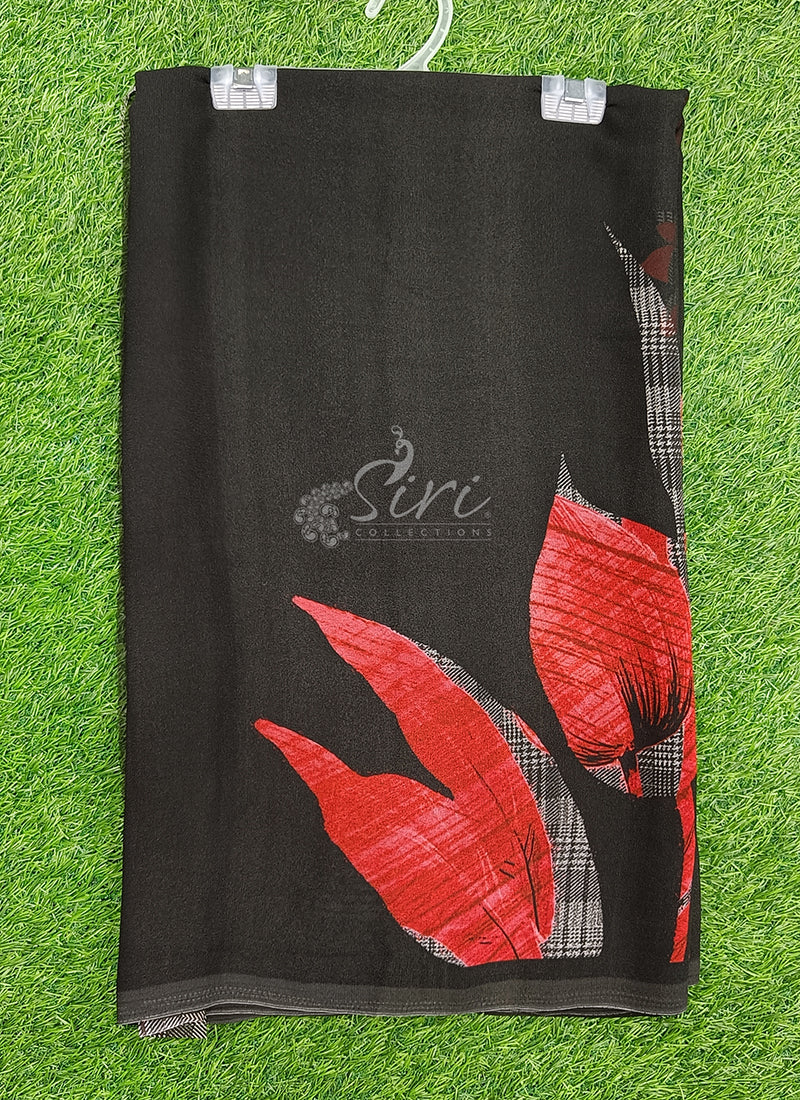 Trendy Beautiful Digital Print Georgette Saree