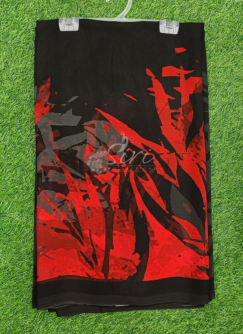 Trendy Beautiful Digital Print Georgette Saree