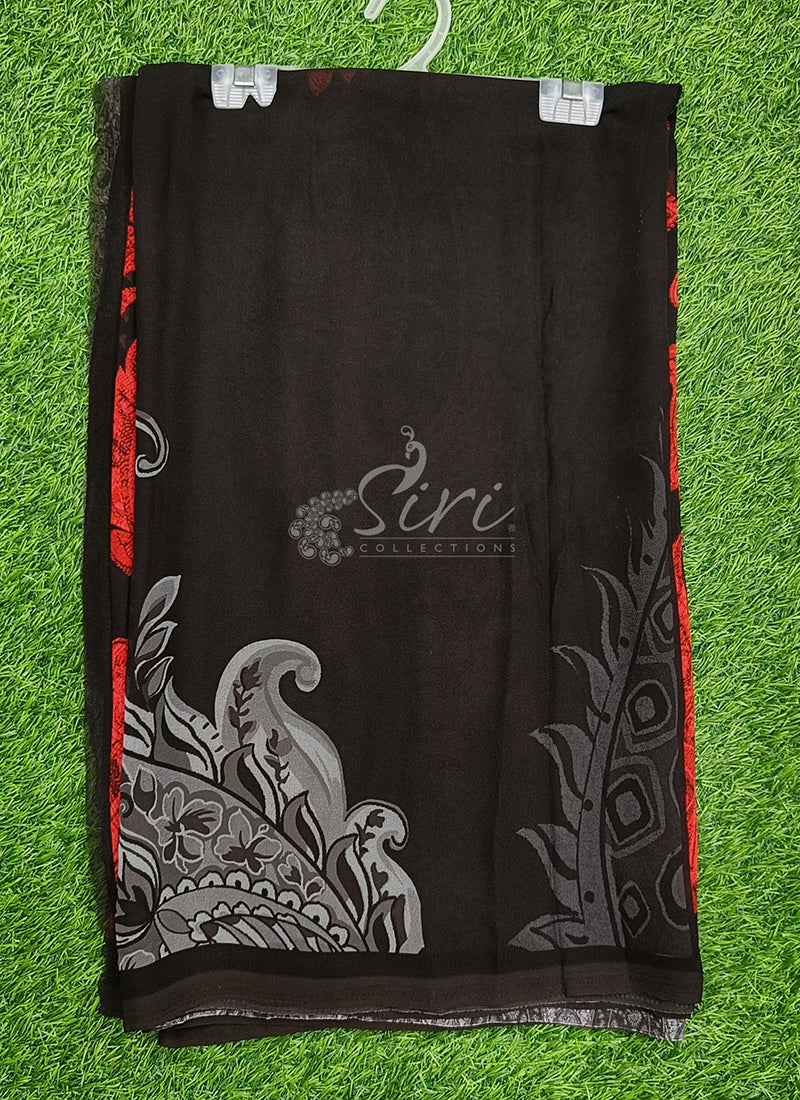 Trendy Beautiful Digital Print Georgette Saree