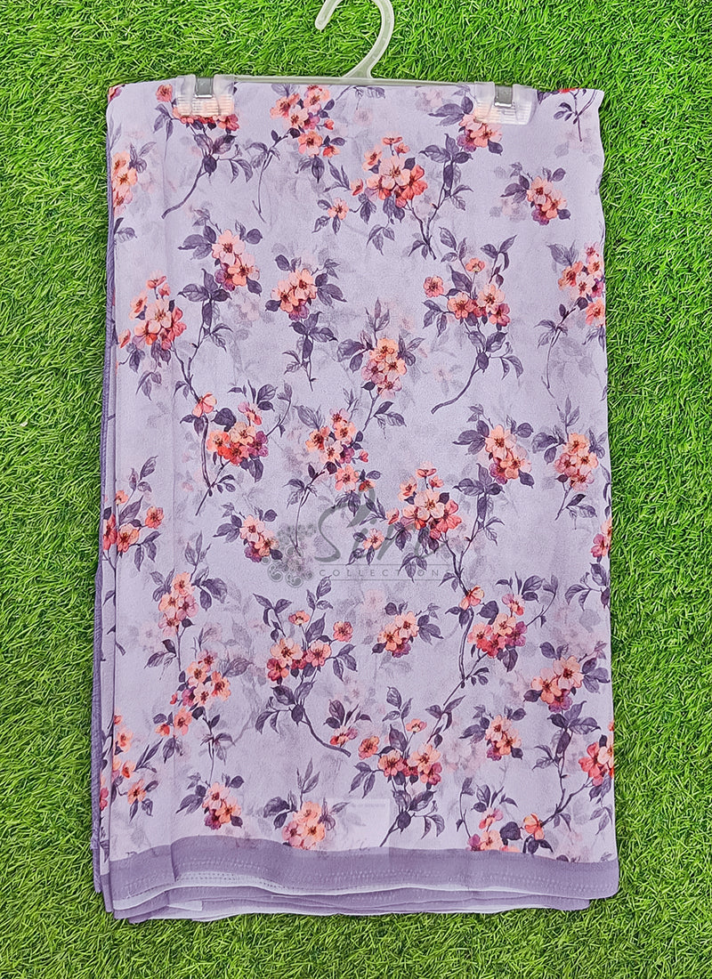 Trendy Beautiful Digital Print Georgette Saree