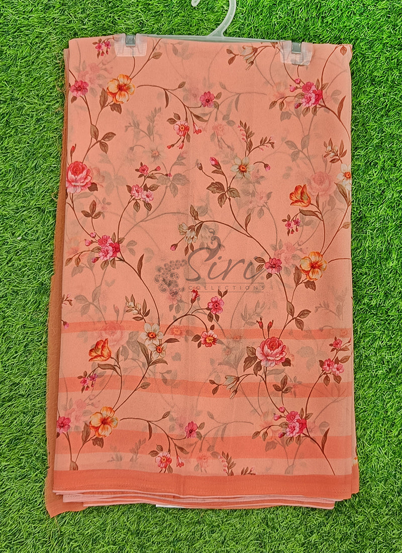 Trendy Beautiful Digital Print Georgette Saree