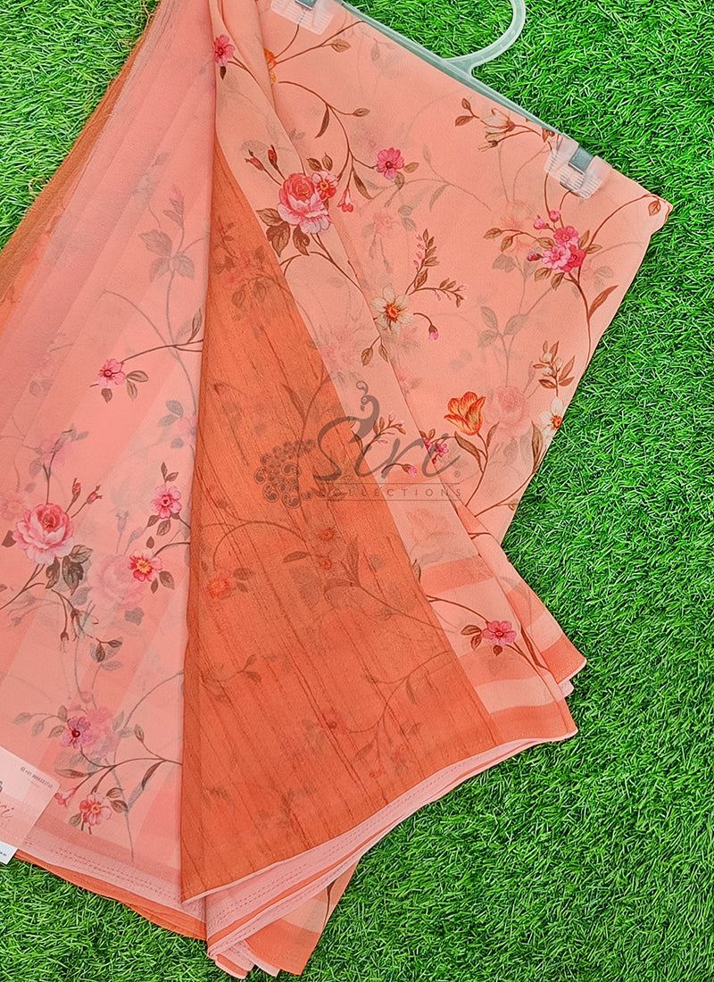Trendy Beautiful Digital Print Georgette Saree