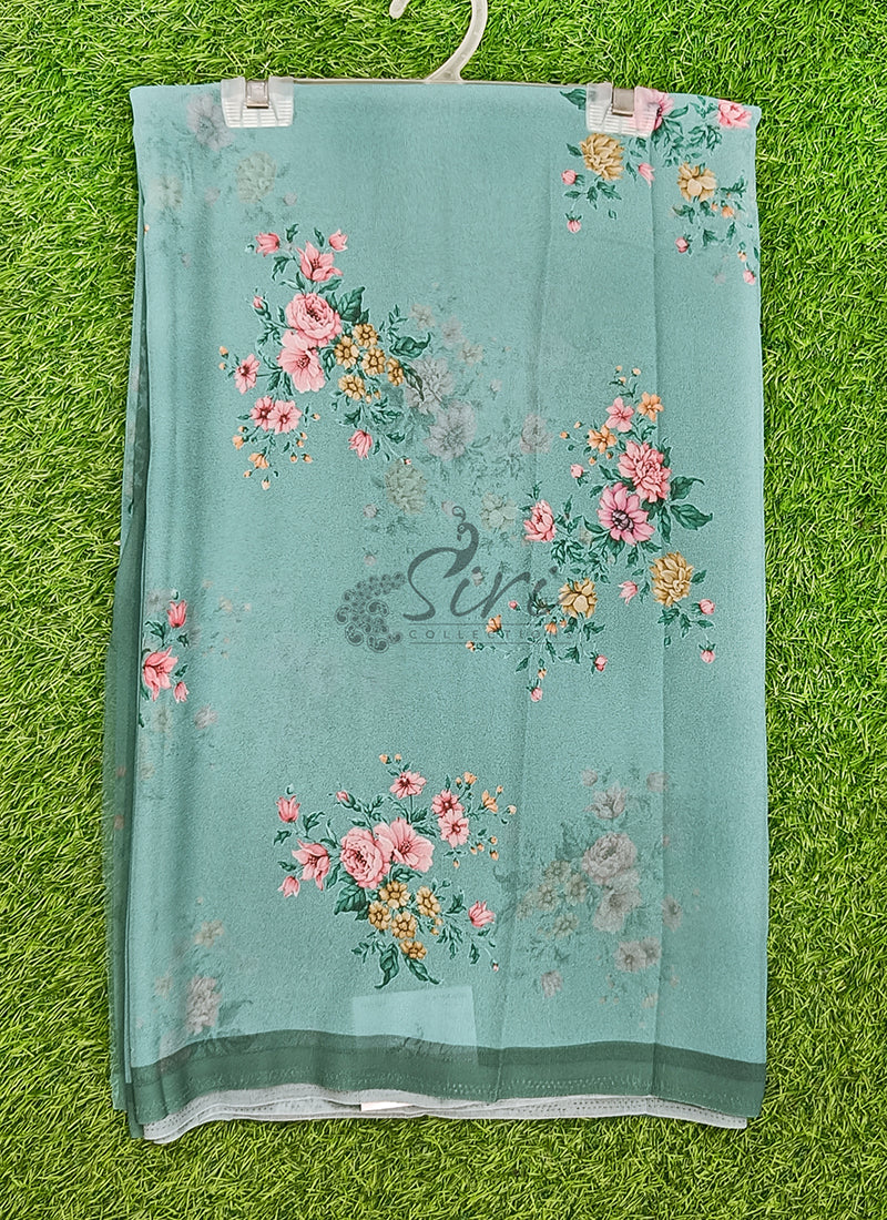 Trendy Beautiful Digital Print Georgette Saree