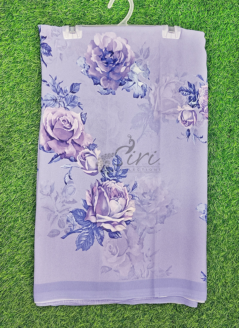 Trendy Beautiful Digital Print Georgette Saree