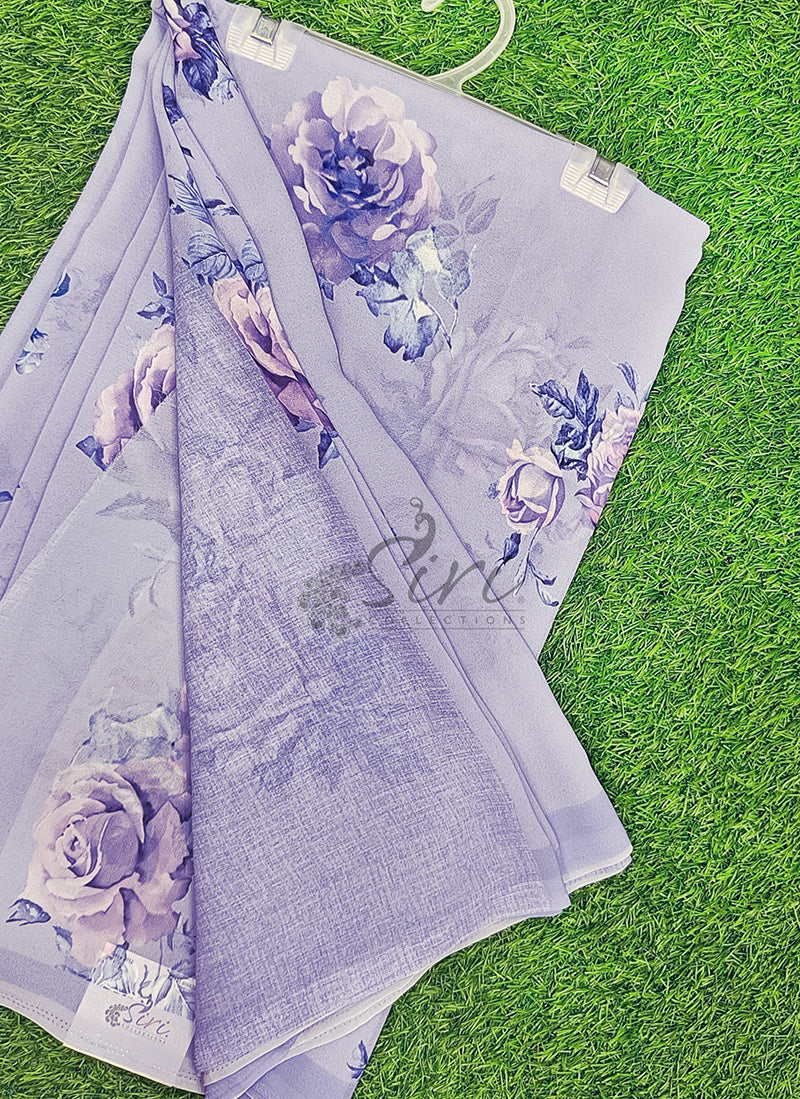 Trendy Beautiful Digital Print Georgette Saree