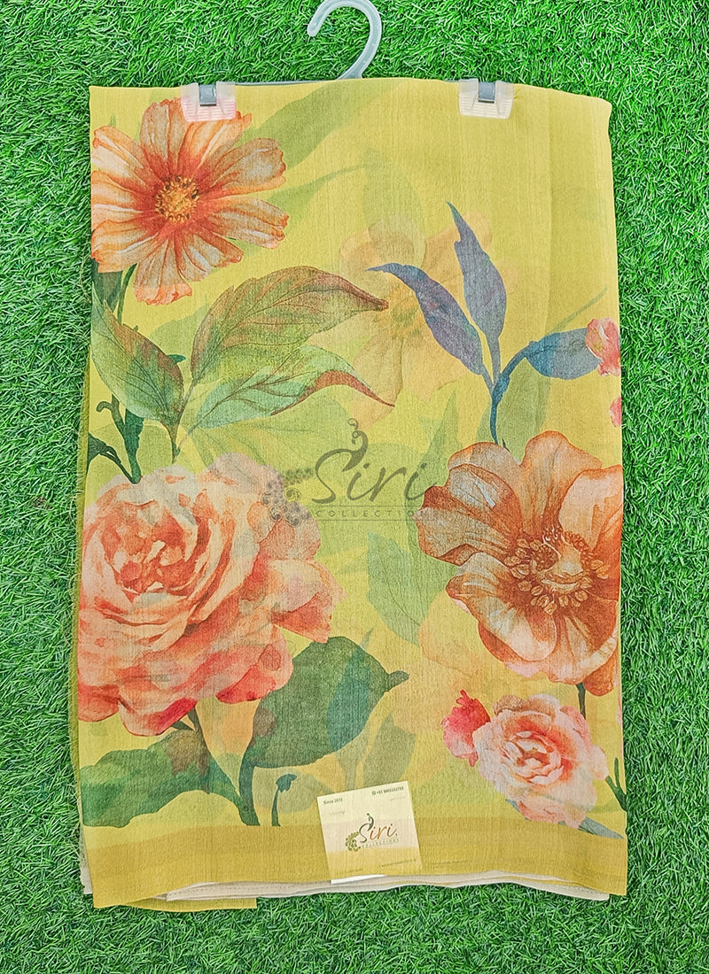 Latest Beautiful Digital Print Floral Georgette Saree