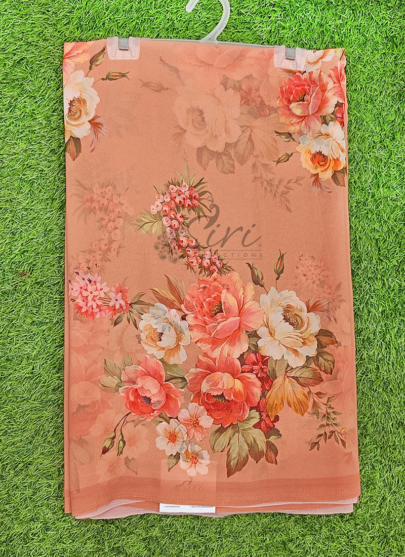 Latest Beautiful Digital Print Floral Georgette Saree