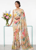 Latest Beautiful Digital Print Crepe Georgette Saree