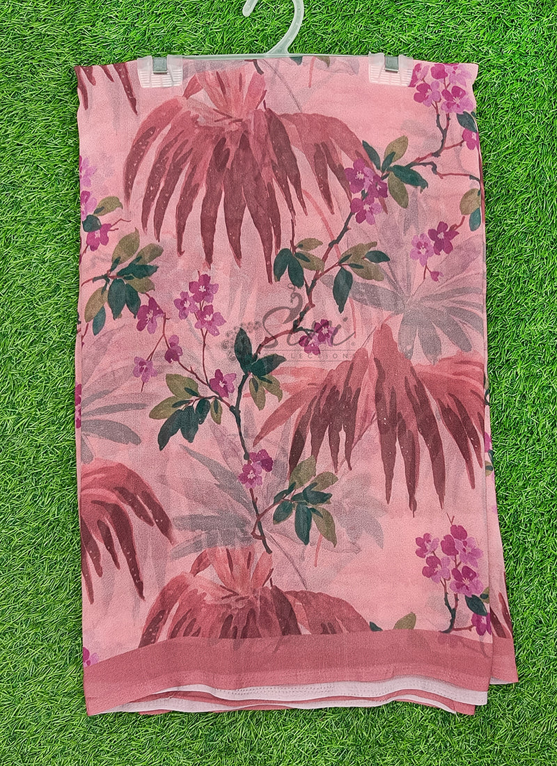 Latest Beautiful Digital Print Georgette Saree