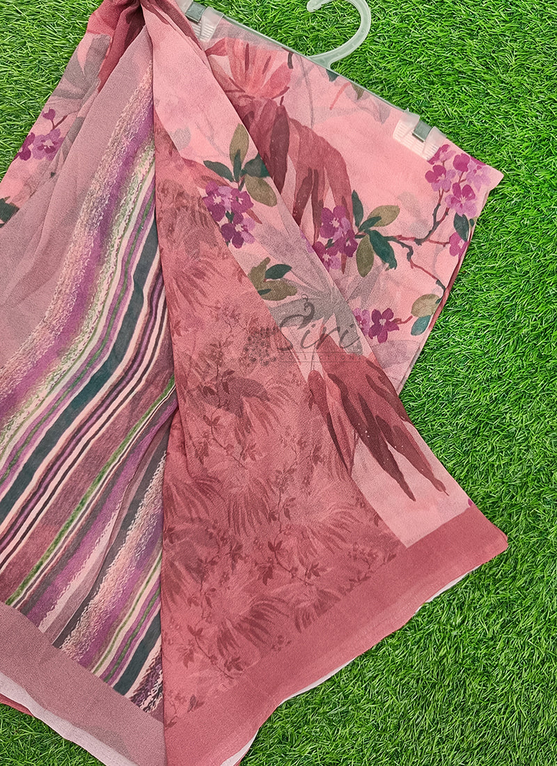 Latest Beautiful Digital Print Georgette Saree