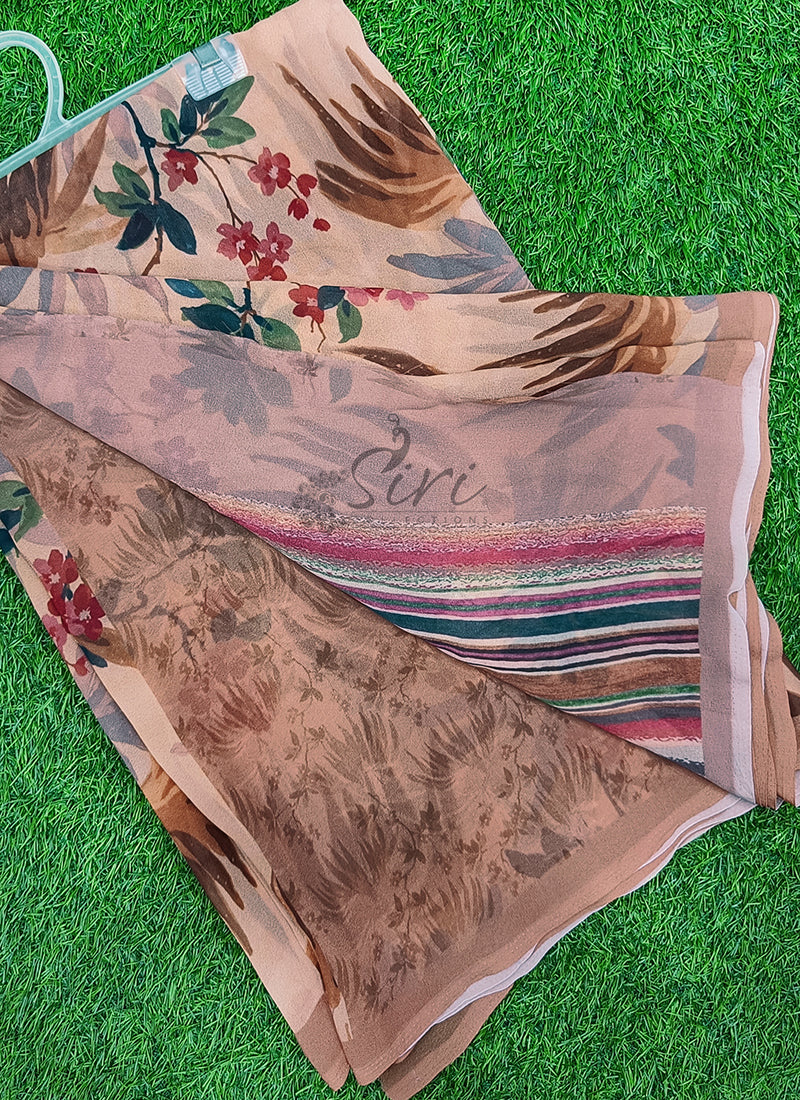 Latest Beautiful Digital Print Georgette Saree