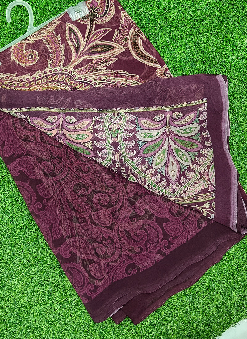 Latest Beautiful Digital Print Georgette Saree