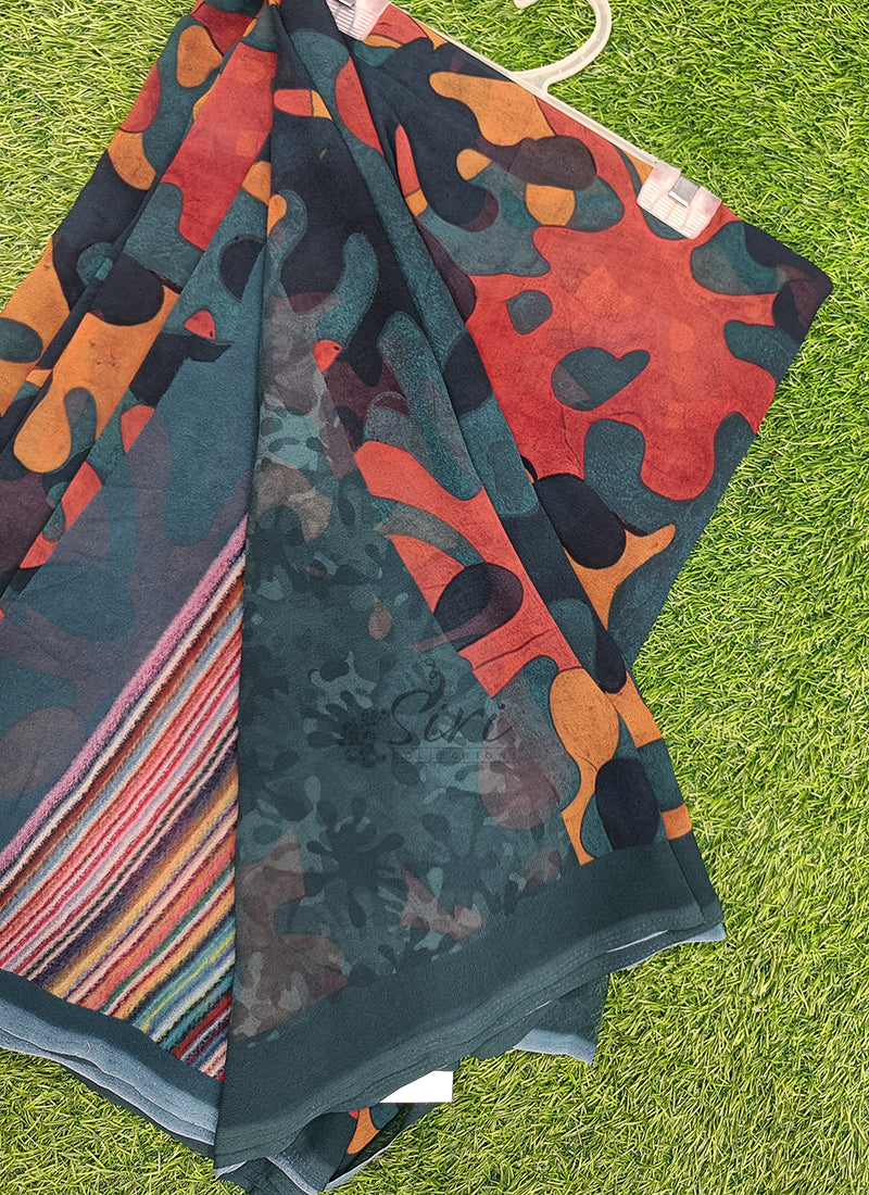 Latest Beautiful Digital Print Georgette Saree