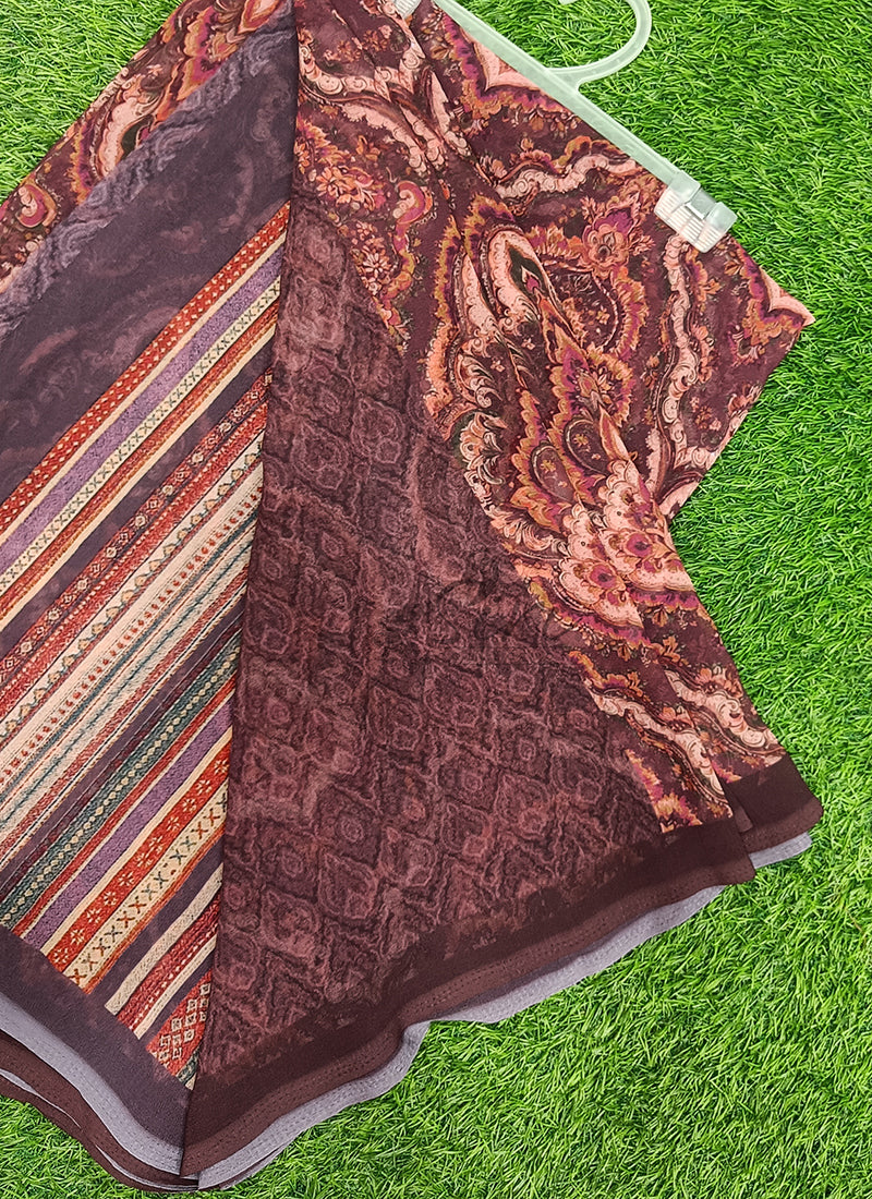 Latest Beautiful Digital Print Georgette Saree