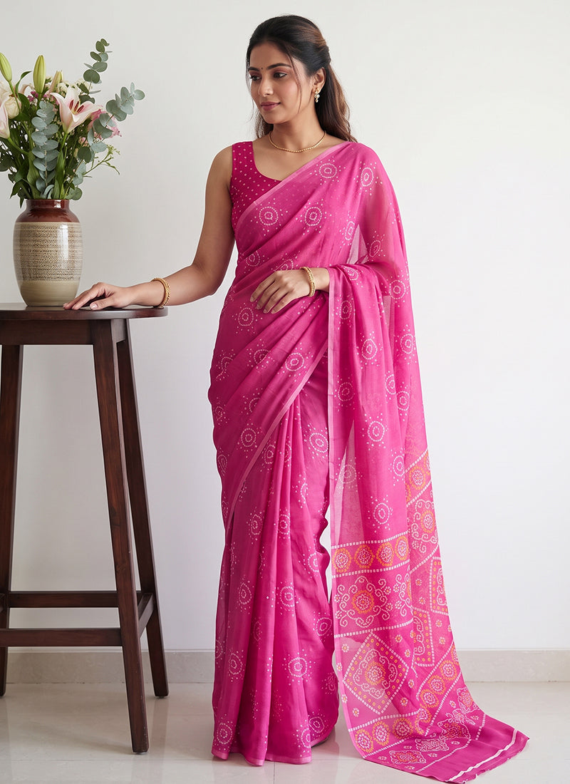 Premium Digital Print Georgette Saree with Blouse