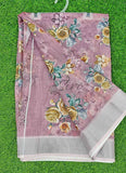 Lovely Digital Print Linen Cotton Saree with Blouse