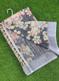 Lovely Digital Print Linen Cotton Saree with Blouse