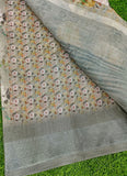 Lovely Digital Print Linen Cotton Saree with Blouse