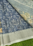 Lovely Digital Print Linen Cotton Saree with Blouse