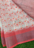 Lovely Digital Print Linen Cotton Saree with Blouse