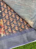 Lovely Digital Print Linen Cotton Saree with Blouse