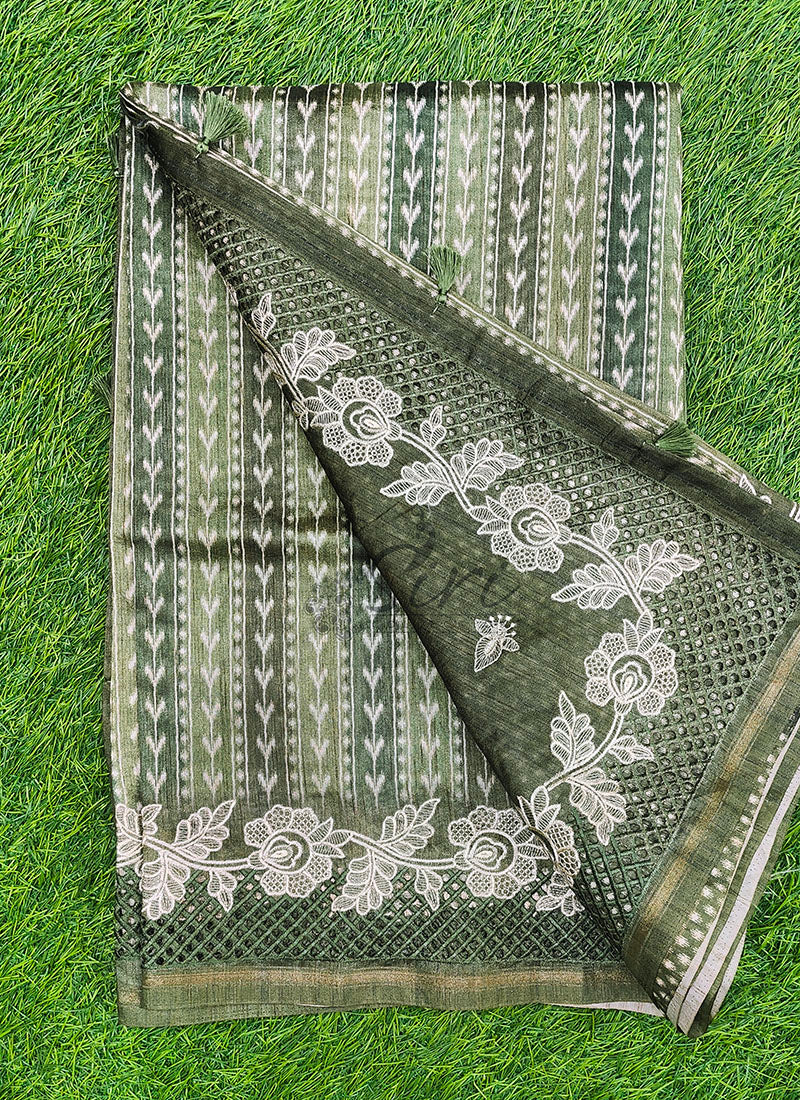 Beautiful Tussar Saree in Cutwork