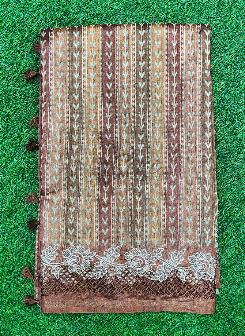 Beautiful Tussar Saree in Cutwork