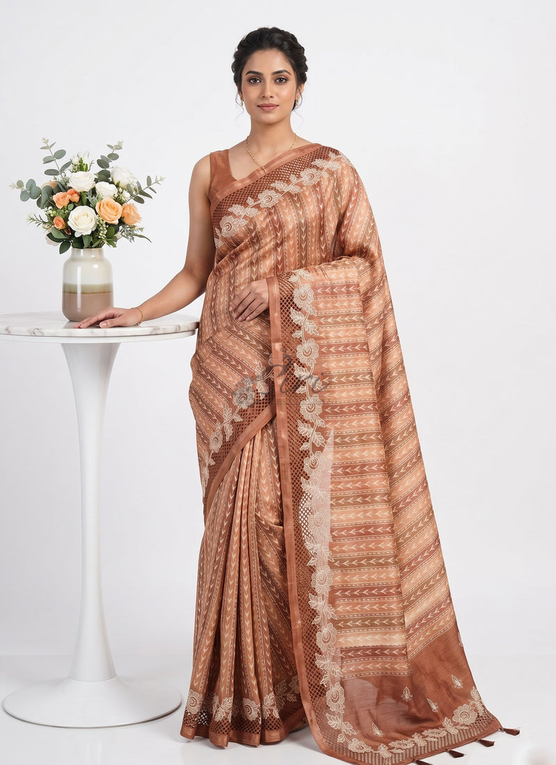 Beautiful Tussar Saree in Cutwork