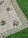 Elegant Digital Print Semi Tussar Saree in Cutwork Borders