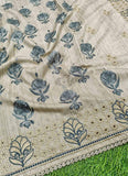 Elegant Digital Print Semi Tussar Saree in Cutwork Borders