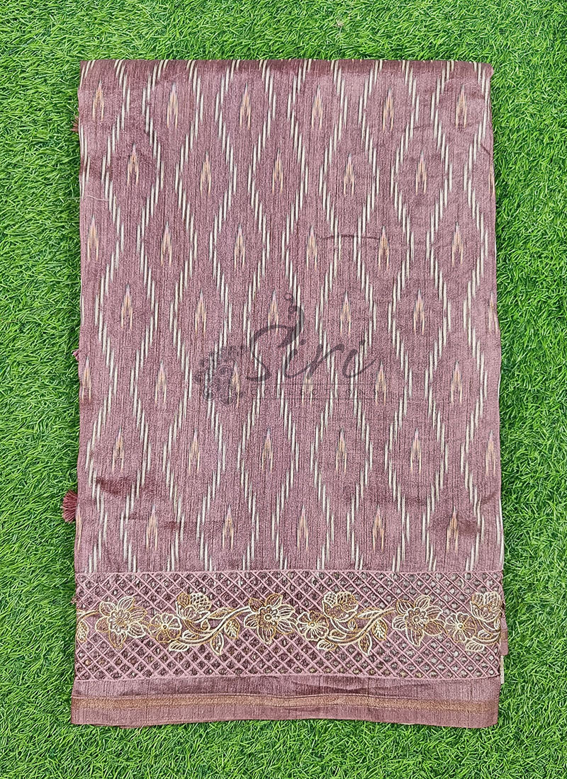 Elegant Digital Print Semi Tussar Saree in Cutwork Borders