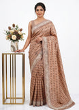 Elegant Digital Print Semi Tussar Saree in Cutwork Borders