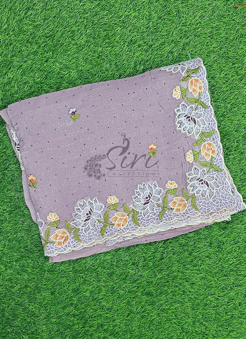 Lovely Designer Crush Saree in Scallop Border