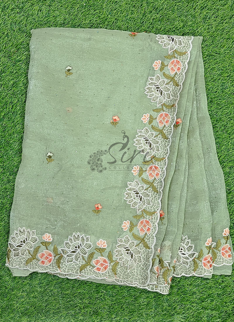 Lovely Designer Crush Saree in Scallop Border