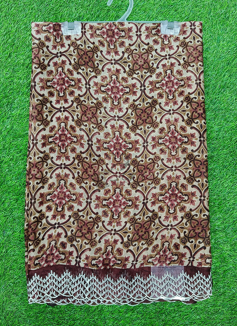 Lovely Metal Georgette Saree in Scallop Border