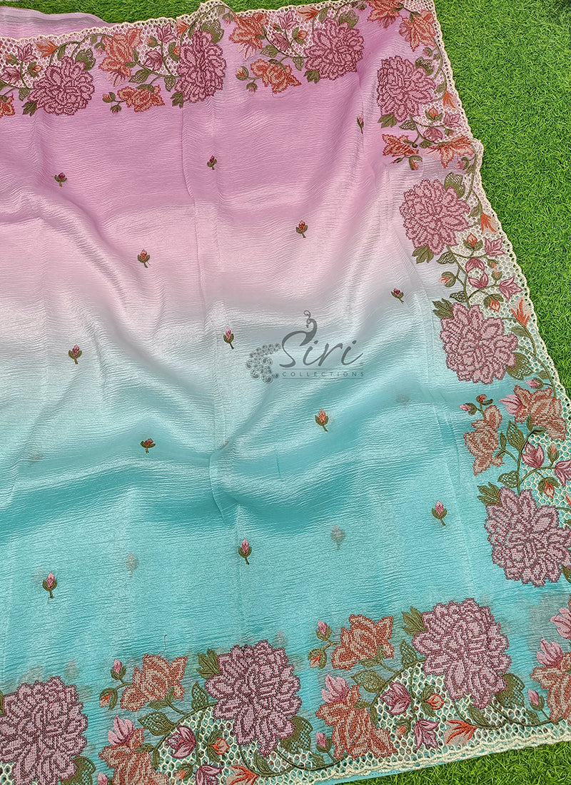 Beautiful Shaded Designer Crush Saree